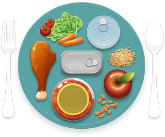 Illustration of food-covered plate